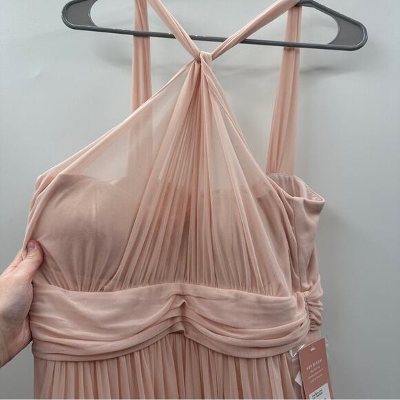 Birdy Grey Kiko Mesh Halter Formal Bridesmaid Dress in Pale Blush Size L NWT - Picture 3 of 11